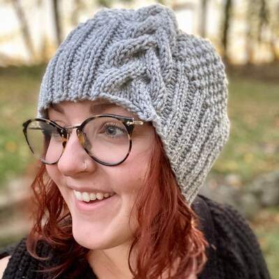 Cozy Grey Cable Knit Beanie - image2